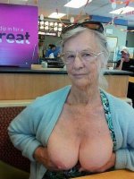 Older moms and grannies flashing in country cafe