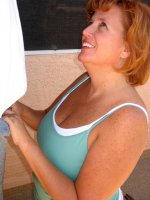Dawn Marie Outside On Her Back Porch Giving Her Husband a Blowjob and Getting a Facial!