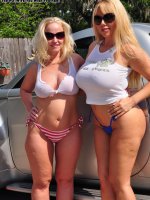 Two sexy sluts turn a carwash into a fuck fest
